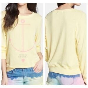 Wildfox "My Yacht or Yours" Lightweight Sweater Yellow Pink Women’s Size S